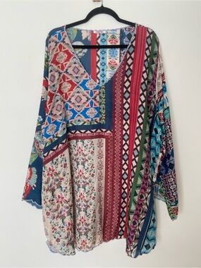 Johnny Was Otisenia Long-Sleeve Tunic Plus Size 3X 100% Silk